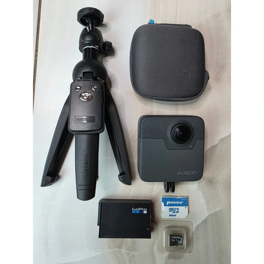 GoPro Fusion 360 Waterproof Action Camera Bundle with Tripod Case 8GB SD Card W3